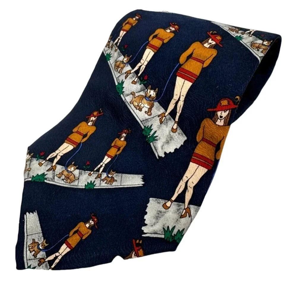 Save The Children Jennifer Aniston Celebrity Dress Men's Neck Tie Blue Silk